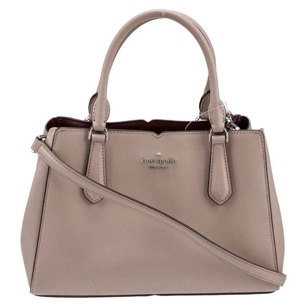 Kate Spade Small Triple Compartment Leather Satchel Handbag refined grain